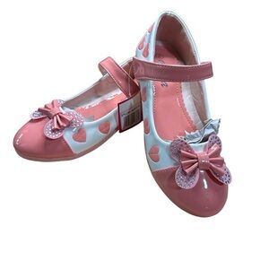 Amara Charming Pink and White Kids Dress Shoes with Rhinestones Bow Girls Size 2